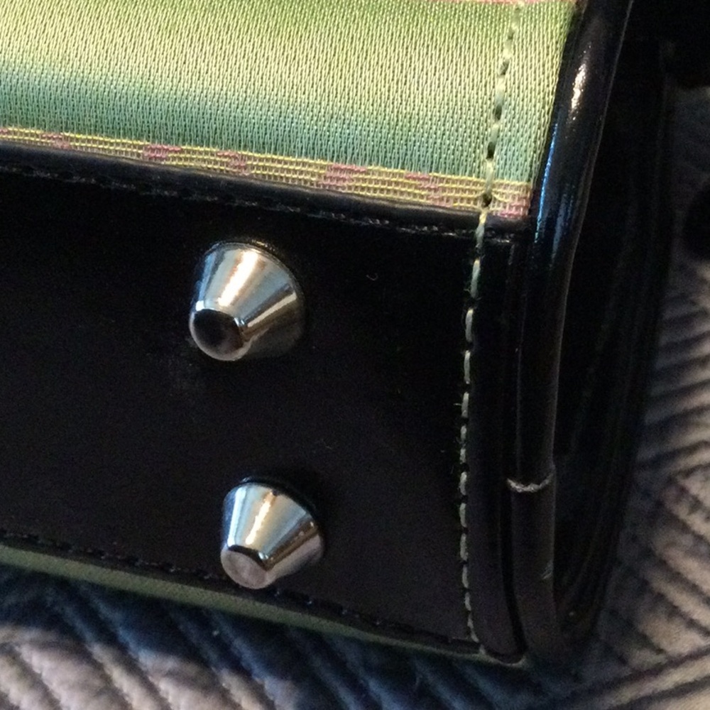 kate spade New York black and green leather and canvas shoulder bag for women - Picture 5 of 11